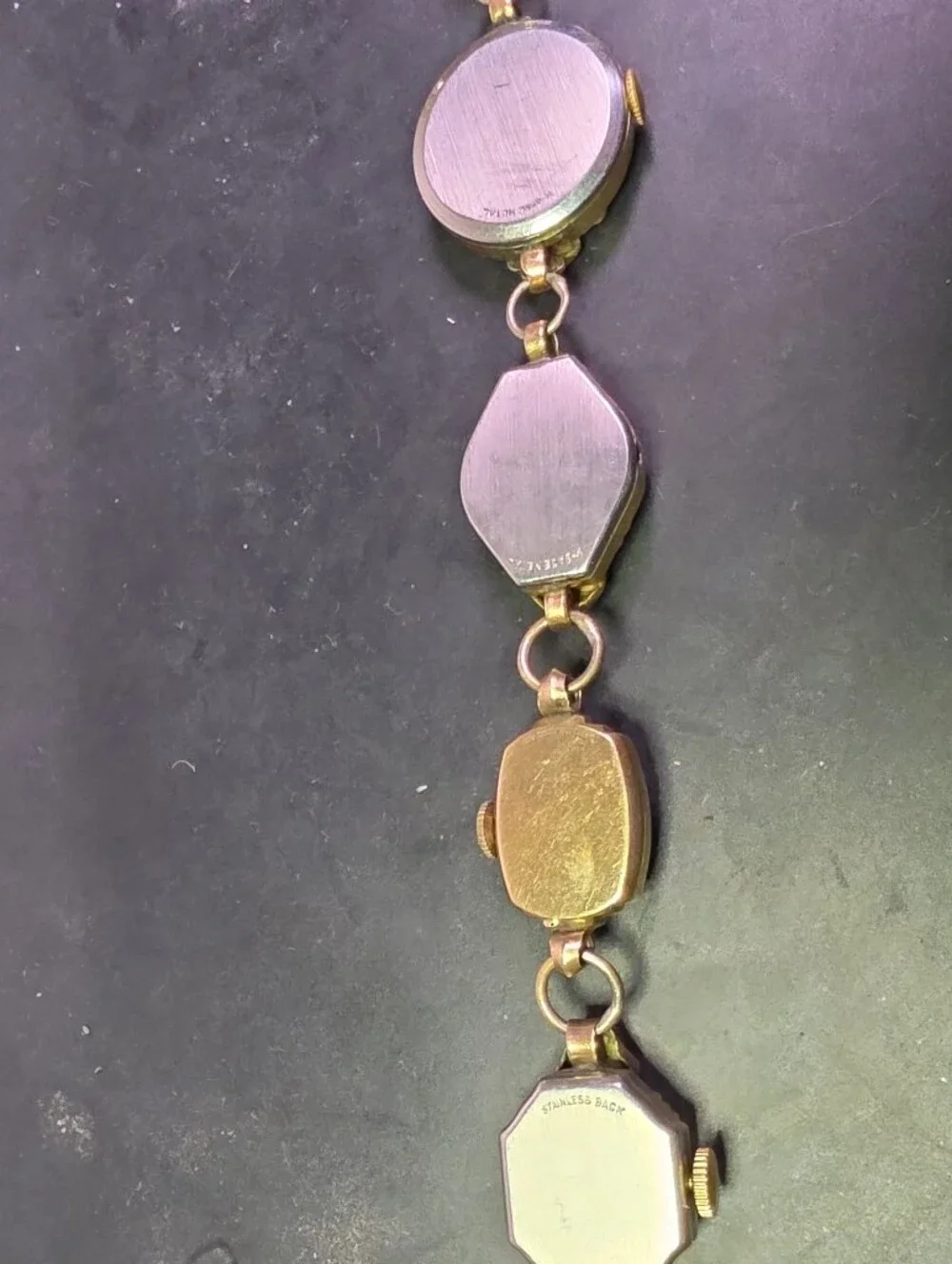 Vintage Women's Gold-Tone Multi-Face Bracelet Watch Faces